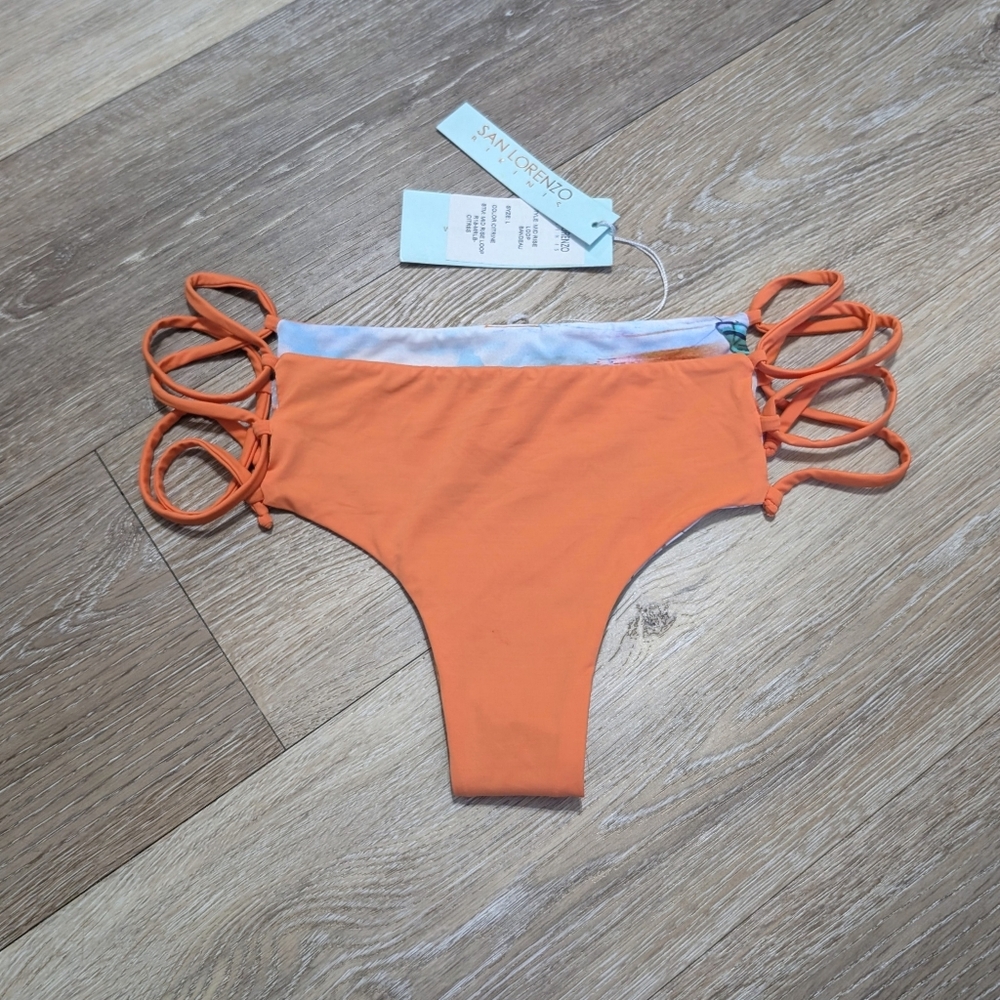 NWT New San Lorenzo Bikini Bottoms Swimsuit Reversible Nativa Citrine Orange